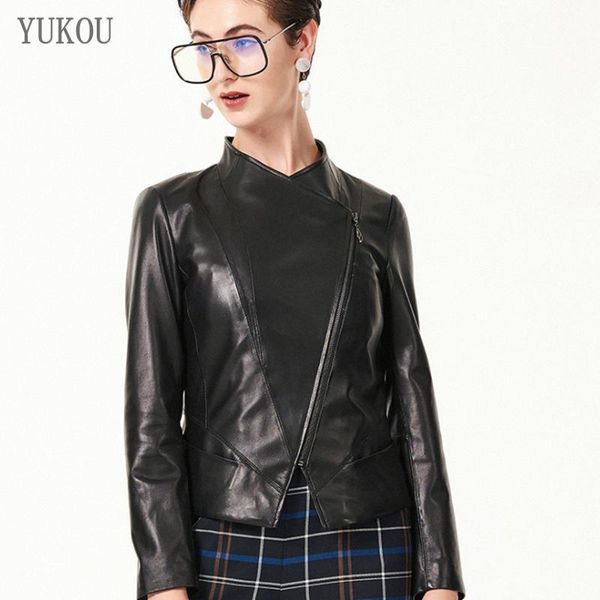 women's leather & faux yukou woman coats high-quality jackets motorcycle clothing female real sheepskin zipper, Black
women's leather & faux yukou woman coats high-quality jackets motorcycle clothing female real sheepskin zipper, Black