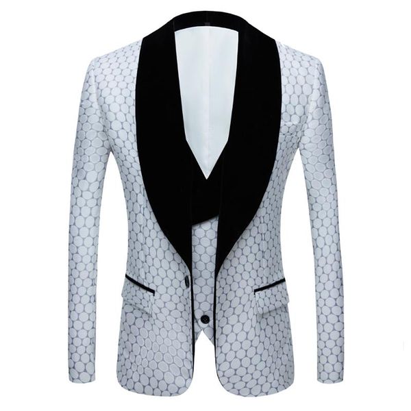 men's suits & blazers 2 pieces wedding suit three black dots printed slim fit notch lapel tuxedos tailcoat men double breasted v, White;black
men's suits & blazers 2 pieces wedding suit three black dots printed slim fit notch lapel tuxedos tailcoat men double breasted v, White;black