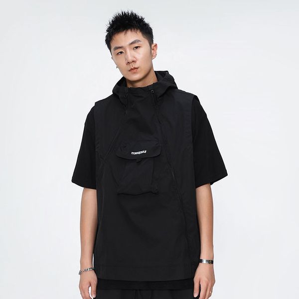 men's jackets summer autumn black white sleeveless jacket men fashion loose hooded coat asymmetrical zipper print vest front pockets cl, Black;brown
men's jackets summer autumn black white sleeveless jacket men fashion loose hooded coat asymmetrical zipper print vest front pockets cl, Black;brown