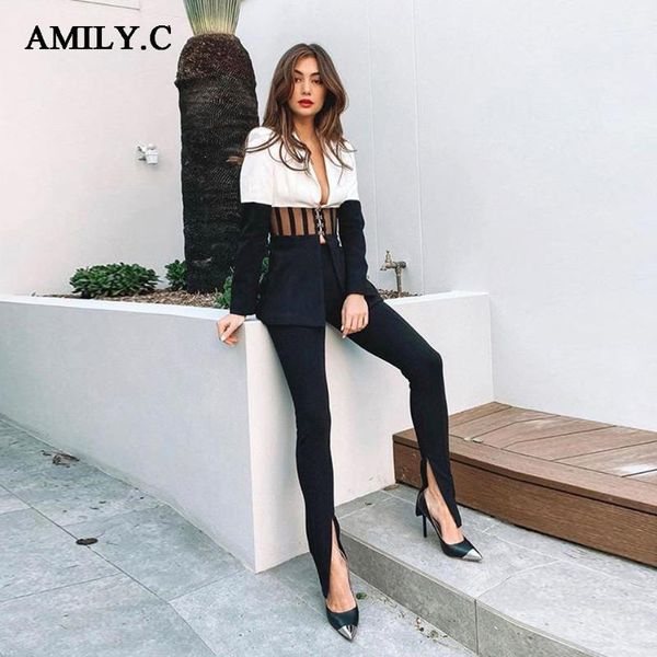 amily.c 2021 autumn women's black and white stitching mesh see-through waist thinner two-piece party suit two piece pants
amily.c 2021 autumn women's black and white stitching mesh see-through waist thinner two-piece party suit two piece pants