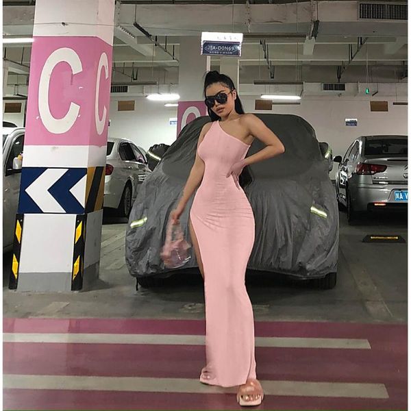 casual dresses one shoulder high split summer dress women elastic long sleeveless knitting clubwear evening party women's robe, Black;gray
casual dresses one shoulder high split summer dress women elastic long sleeveless knitting clubwear evening party women's robe, Black;gray