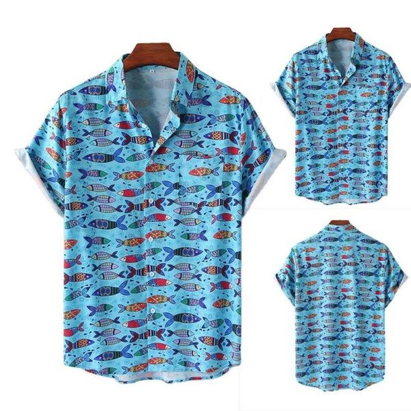 men's casual shirts mens short sleeve fish printed hawaiian palm check summer fit, White;black
men's casual shirts mens short sleeve fish printed hawaiian palm check summer fit, White;black
