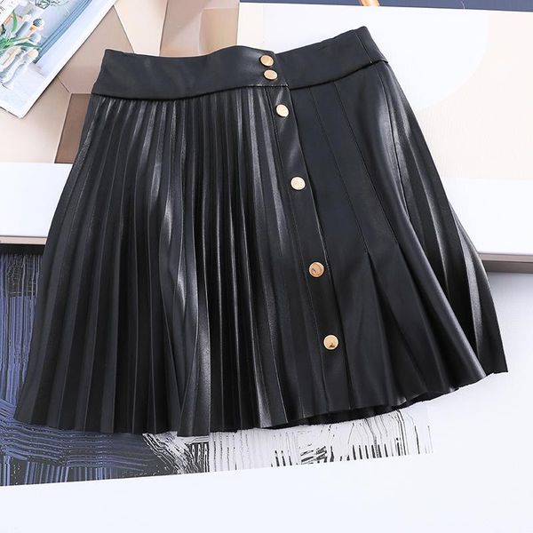 high waist black leather skirt front single breatsed mini length pleated casual gothic skater clothes skirts
high waist black leather skirt front single breatsed mini length pleated casual gothic skater clothes skirts