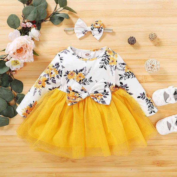 girl's fall outfits dresses 12 months long sleeve yellow floral print cute bow-tie tulle newborn baby girl clothes 1023, Red;yellow
girl's fall outfits dresses 12 months long sleeve yellow floral print cute bow-tie tulle newborn baby girl clothes 1023, Red;yellow