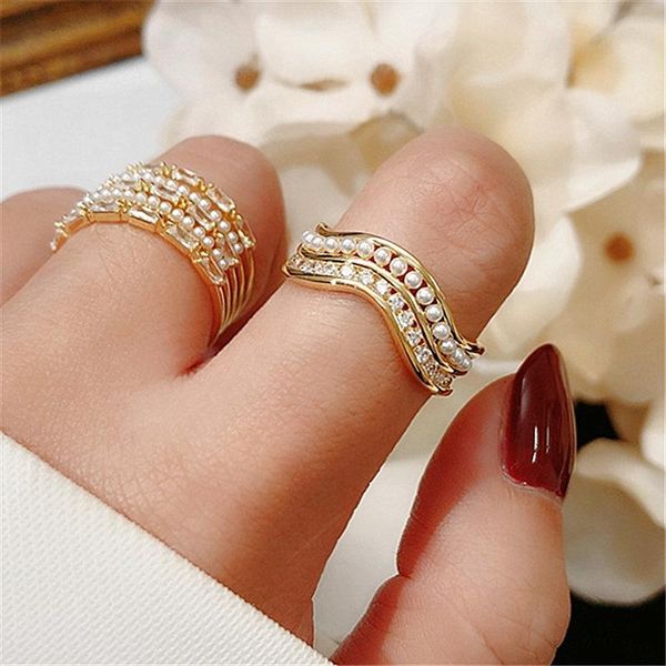cluster rings multi layers fashion rhinestone pearl paved for women korean style delicate jewelry open ring, Golden;silver
cluster rings multi layers fashion rhinestone pearl paved for women korean style delicate jewelry open ring, Golden;silver