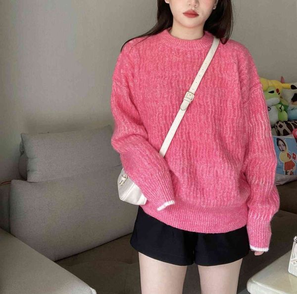 autumn and winter 2020 new lazy style sweater mei pink korean loose pullover long sleeve soft waxy sweater women, White
autumn and winter 2020 new lazy style sweater mei pink korean loose pullover long sleeve soft waxy sweater women, White
