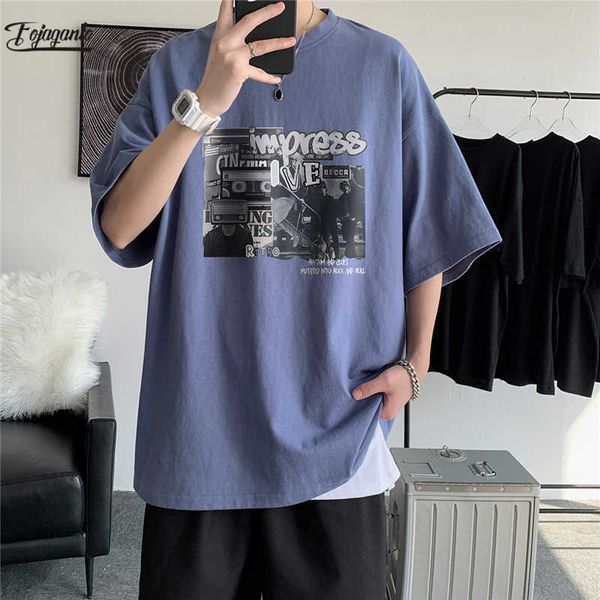 fojaganto men summer loose t shirt casual short sleeve retro print mens hip hop t- fashion tee male 210629, White;black
fojaganto men summer loose t shirt casual short sleeve retro print mens hip hop t- fashion tee male 210629, White;black