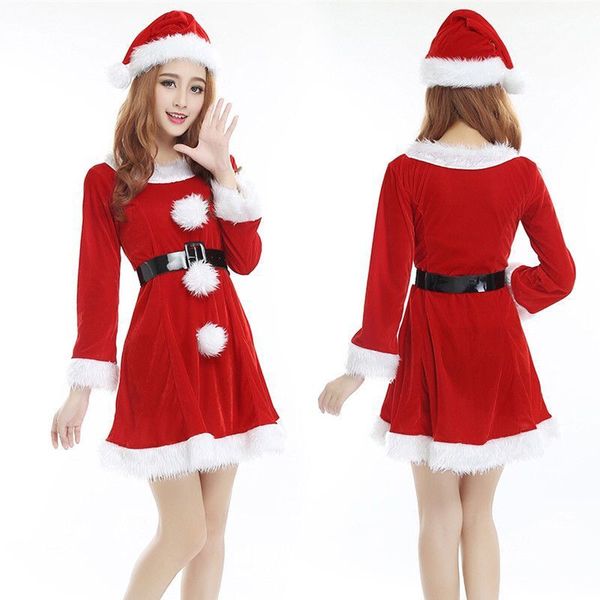 women costumes christmas dress female cosplay stage performance costume the yule ball long sleeve a-line dresses with belt+hat pleuche warml, Black;red
women costumes christmas dress female cosplay stage performance costume the yule ball long sleeve a-line dresses with belt+hat pleuche warml, Black;red