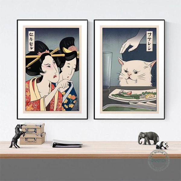 paintings funny cute canvas painting japanese geisha woman yelling at cat posters and prints wall art pictures for living room bedroom
paintings funny cute canvas painting japanese geisha woman yelling at cat posters and prints wall art pictures for living room bedroom