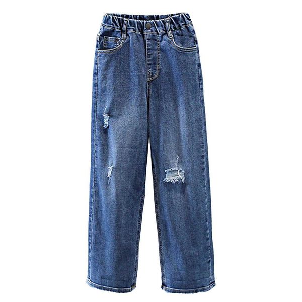 jeans kids girls stylish clothing elastic waistband denim ripped wide leg casual pants with multi-pockets panties autumn, Blue
jeans kids girls stylish clothing elastic waistband denim ripped wide leg casual pants with multi-pockets panties autumn, Blue