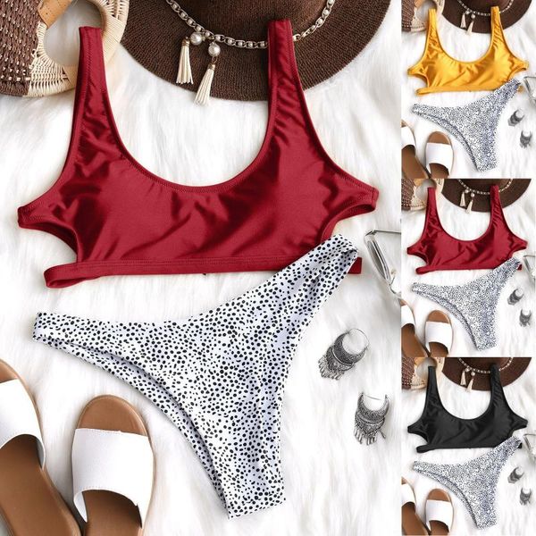 women's swimwear 2021 women ladies summer dot print bikini set push-up swimsuit beachwear padded female bathing suit biquini, White;black
women's swimwear 2021 women ladies summer dot print bikini set push-up swimsuit beachwear padded female bathing suit biquini, White;black