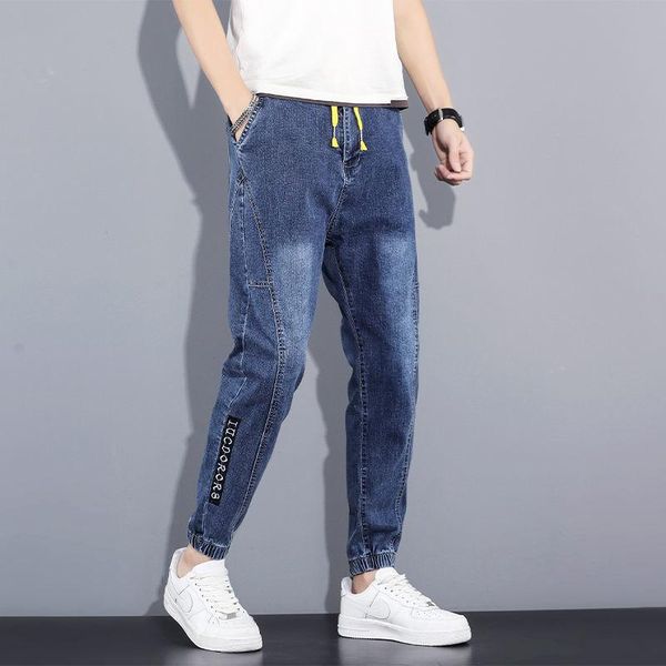 men's pants jeans summer tide brand high-end simple blue comfortable thin loose student harem casual youth elastic waist, Black
men's pants jeans summer tide brand high-end simple blue comfortable thin loose student harem casual youth elastic waist, Black