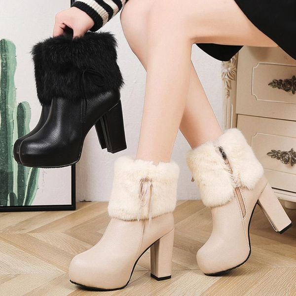 boots women plush straps middle tube leather pu warm fur winter zipper high heels ladies shoes, Black
boots women plush straps middle tube leather pu warm fur winter zipper high heels ladies shoes, Black