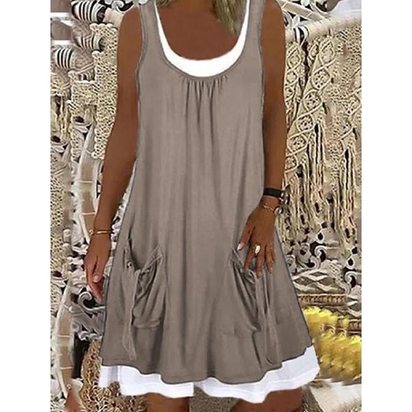 casual dresses plus size two piece set women sleeveless pockets dress summer solid bohemian tank female loose beach s-5xl, Black;gray
casual dresses plus size two piece set women sleeveless pockets dress summer solid bohemian tank female loose beach s-5xl, Black;gray