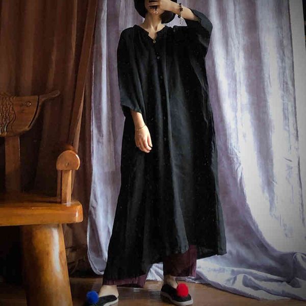 johnature autumn solid color loose black dress linen casual vintage women retro vintage all- match loose buttons dress 210521, Black;gray
johnature autumn solid color loose black dress linen casual vintage women retro vintage all- match loose buttons dress 210521, Black;gray