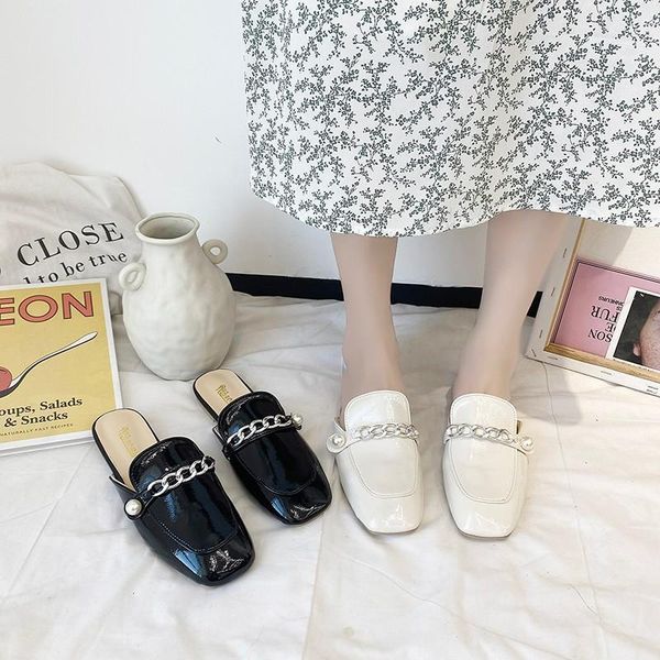 slippers 2021 elegant low heel pearl chain square head lazy muller closed-toe women's fashion half a840, Black
slippers 2021 elegant low heel pearl chain square head lazy muller closed-toe women's fashion half a840, Black