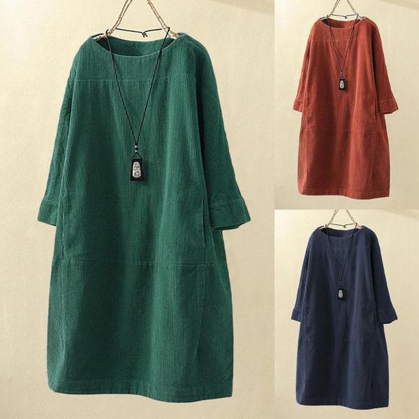 women solid color long sleeve o neck corduroy pockets plus size loose midi dress fits most people to wear christmas gifts casual dresses, Black;gray
women solid color long sleeve o neck corduroy pockets plus size loose midi dress fits most people to wear christmas gifts casual dresses, Black;gray