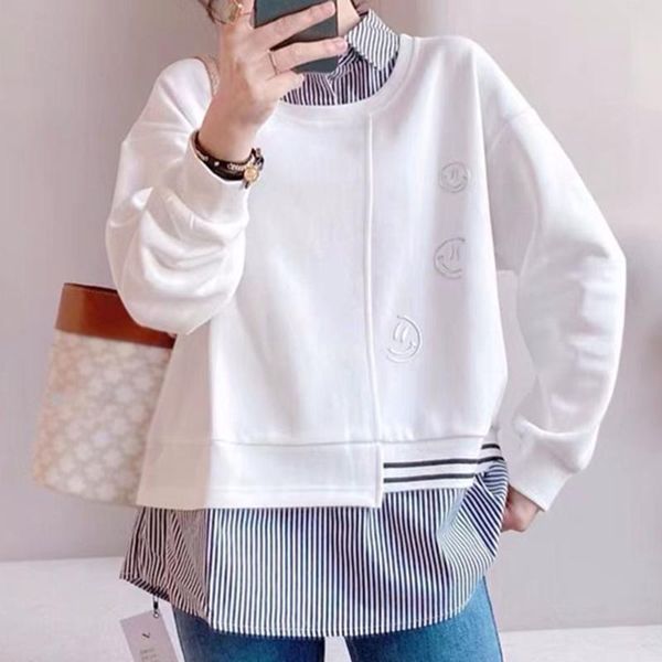women's hoodies & sweatshirts women 2021 hoodie spring autumn fashion splicing fake two embroidery loose casual korean long sleeve pull, Black
women's hoodies & sweatshirts women 2021 hoodie spring autumn fashion splicing fake two embroidery loose casual korean long sleeve pull, Black
