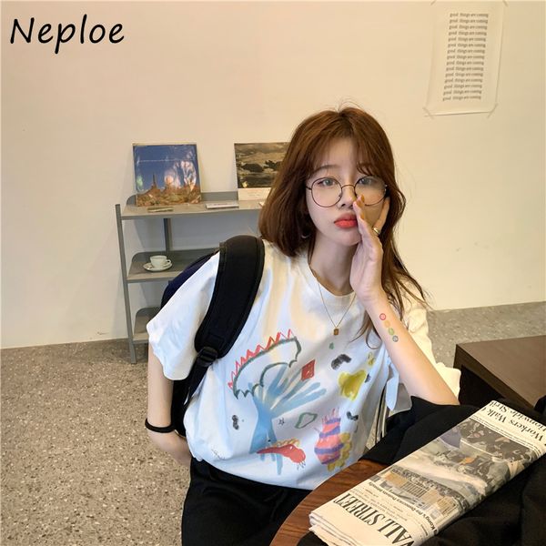 neploe o neck pullover short sleeve t shirt women vintage print summer tees loose causal all match ladies korean 210510, White
neploe o neck pullover short sleeve t shirt women vintage print summer tees loose causal all match ladies korean 210510, White