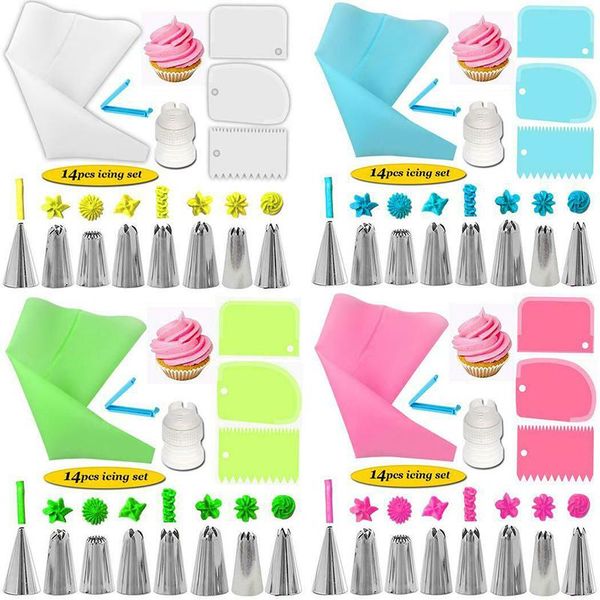 baking & pastry tools 14pc tool sets w/ 8pcs nozzle tips 3pc cream scraper smoother spatulas 1 coupler bag /1 clip
baking & pastry tools 14pc tool sets w/ 8pcs nozzle tips 3pc cream scraper smoother spatulas 1 coupler bag /1 clip