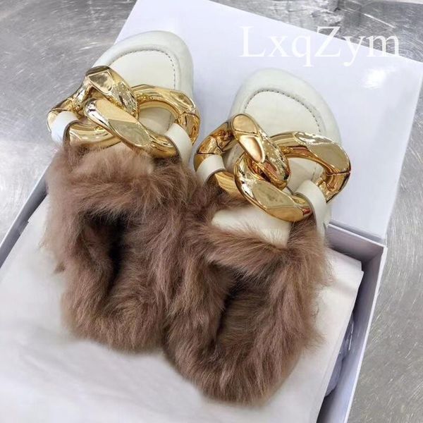 slippers wool metal chain decor women flat mules men runway half falt shoes warm casual big size, Black
slippers wool metal chain decor women flat mules men runway half falt shoes warm casual big size, Black