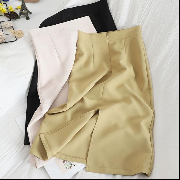 high waist solid straight elegant women skirts split ol highstreet midi vintage a line, Black
high waist solid straight elegant women skirts split ol highstreet midi vintage a line, Black