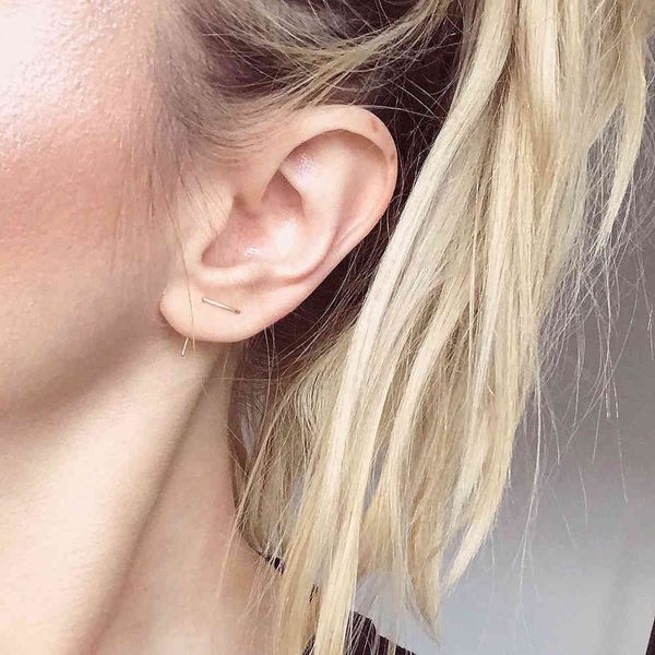925 silver double hole grillz piercing handmade gold filled brincos jewelry charm earrings for women oorbellen, Black
925 silver double hole grillz piercing handmade gold filled brincos jewelry charm earrings for women oorbellen, Black