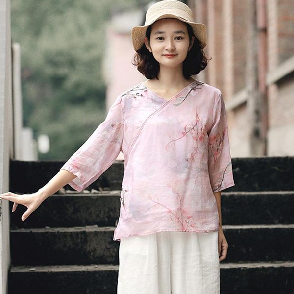 women's t-shirt fairynatural ladies vintage and 2021 summer women casual loose print floral ramie v-neck tees three quarter sleeve, White
women's t-shirt fairynatural ladies vintage and 2021 summer women casual loose print floral ramie v-neck tees three quarter sleeve, White