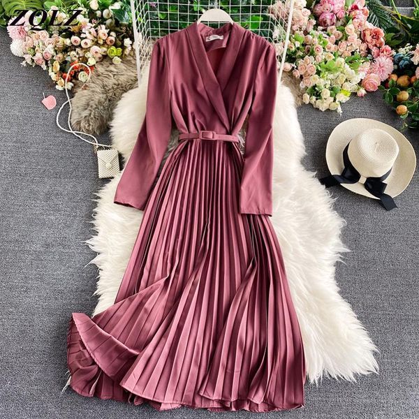casual dresses zqlz women clothing autumn dress solid color pleated belt suit collar fashion office black maxi femme robe, Black;gray
casual dresses zqlz women clothing autumn dress solid color pleated belt suit collar fashion office black maxi femme robe, Black;gray
