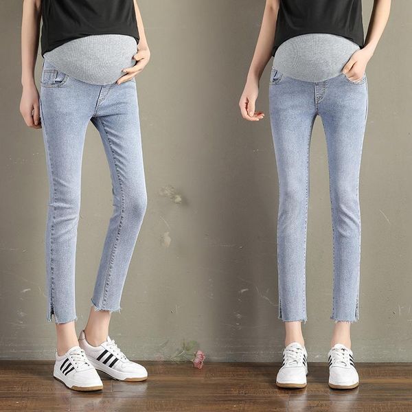 502# summer thin stretch denim maternity skinny jeans adjustable belly pencil pants for pregnant women chic ins slim pregnancy bottoms, White
502# summer thin stretch denim maternity skinny jeans adjustable belly pencil pants for pregnant women chic ins slim pregnancy bottoms, White