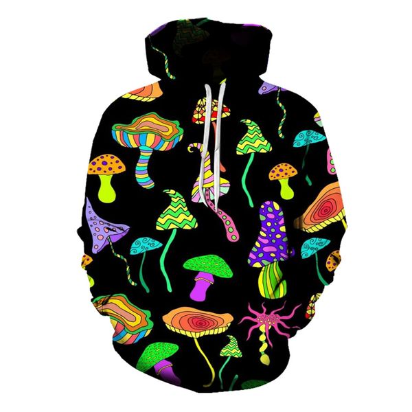 color mushroom pattern men's 3d printed hoodie visual impact party punk gothic round neck sweatshirt hoodie, Black
color mushroom pattern men's 3d printed hoodie visual impact party punk gothic round neck sweatshirt hoodie, Black