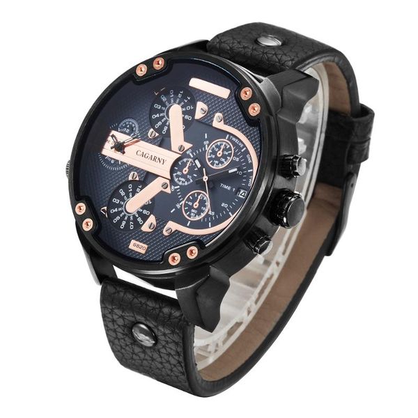 wristwatches cagarny cool men watch black leather strap mens quartz watches dual time zones military relogios masculino fashion male clock, Slivery;brown
wristwatches cagarny cool men watch black leather strap mens quartz watches dual time zones military relogios masculino fashion male clock, Slivery;brown