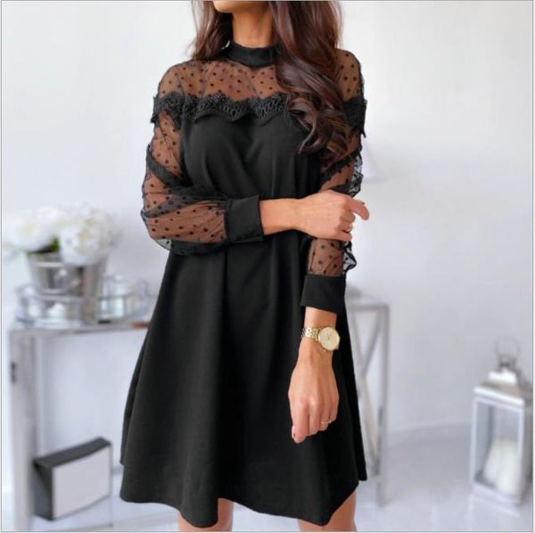 casual dresses women long sleeve dress summer lace stitching polka dot mini perspective ladies short female clothing, Black;gray
casual dresses women long sleeve dress summer lace stitching polka dot mini perspective ladies short female clothing, Black;gray