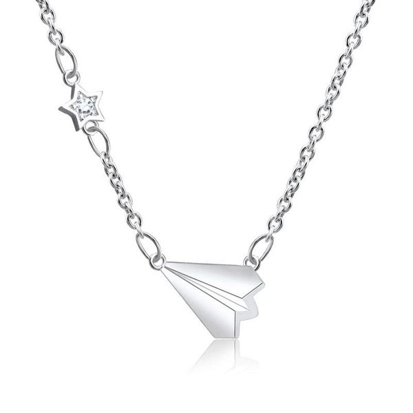 pendant necklaces paper plane cute chic minimalist necklace fashion classic ladies five-star clavicle chain, Silver
pendant necklaces paper plane cute chic minimalist necklace fashion classic ladies five-star clavicle chain, Silver