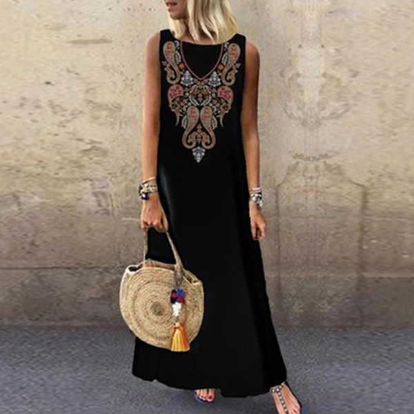 casual dresses elegant for women fashion floral dress o-neck sleeveless print summer party bench sling halter maxi saida de praia, Black;gray
casual dresses elegant for women fashion floral dress o-neck sleeveless print summer party bench sling halter maxi saida de praia, Black;gray