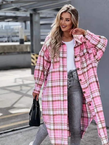 women's jackets 2021 winter cotton plaid shirt women jacket straight single breasted long sleeve female loose casual oversized coat, Black;brown
women's jackets 2021 winter cotton plaid shirt women jacket straight single breasted long sleeve female loose casual oversized coat, Black;brown