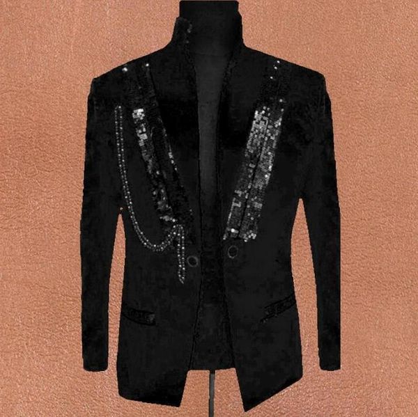 men's suits & blazers tide business casual sequins costume male singer stage installed studio korean slim night bar suit men fashion cl, White;black
men's suits & blazers tide business casual sequins costume male singer stage installed studio korean slim night bar suit men fashion cl, White;black