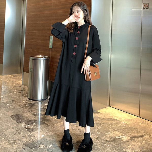 dress dressed in autumn retro shirt size casual large long female black sleeve tempers pleated f2275 5vgm, Black;gray
dress dressed in autumn retro shirt size casual large long female black sleeve tempers pleated f2275 5vgm, Black;gray
