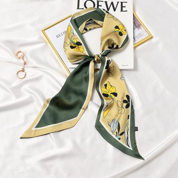 scarves 2021 long florals printed silky hair tie skinny scarf for women headband accessory bag wrap summer, Blue;gray 
scarves 2021 long florals printed silky hair tie skinny scarf for women headband accessory bag wrap summer, Blue;gray