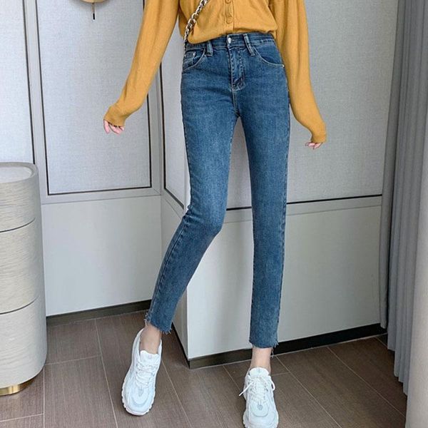 women's jeans high waist slim skinny elastic simple edge small pencil pants ankle length female thin, Blue
women's jeans high waist slim skinny elastic simple edge small pencil pants ankle length female thin, Blue