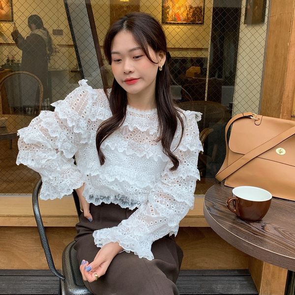 Elegant women lace neck-neck sleeves spread out blouses ladies spring pullover tops sweet shirt, White
Elegant women lace neck-neck sleeves spread out blouses ladies spring pullover tops sweet shirt, White