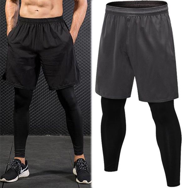 running pants men's fake two-piece tight fitness drawstring sweatpants elastic quick-drying trousers man sport, Black;blue
running pants men's fake two-piece tight fitness drawstring sweatpants elastic quick-drying trousers man sport, Black;blue