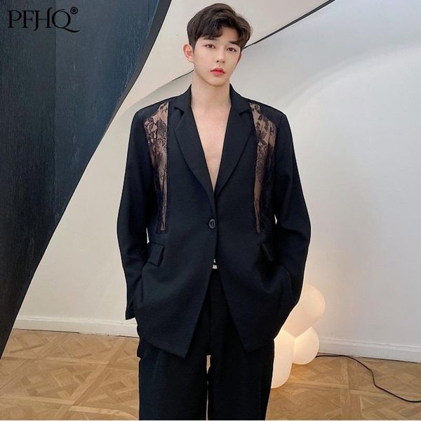 men's suits & blazers pfhq 2021 fashion loose european american style trend hollow out lace stitching suit autumn and winter 21e1039, White;black
men's suits & blazers pfhq 2021 fashion loose european american style trend hollow out lace stitching suit autumn and winter 21e1039, White;black