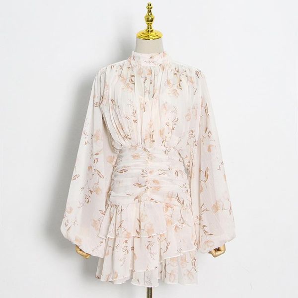 casual dresses fairy chiffon printed floral dress female elegant stand collar ruffles pleated lantern sleeve short women 2021 autumn, Black;gray
casual dresses fairy chiffon printed floral dress female elegant stand collar ruffles pleated lantern sleeve short women 2021 autumn, Black;gray