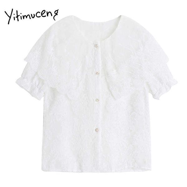yitimuceng lace blouse women button up chiffon shirts o-neck puff sleeve solid white clothes summer fashion sweet 210601
yitimuceng lace blouse women button up chiffon shirts o-neck puff sleeve solid white clothes summer fashion sweet 210601