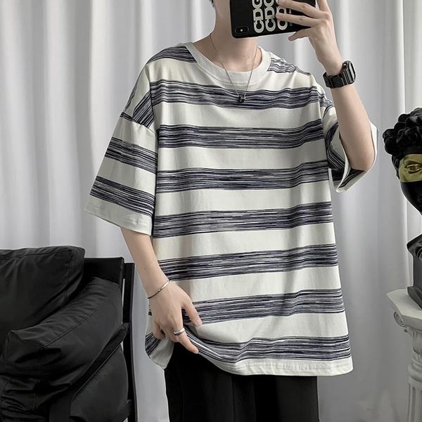 men's t-shirts summer thin striped t-shirt fashion casual o-neck tshirt men streetwear loose hip-hop short-sleeved t shirt mens, White;black
men's t-shirts summer thin striped t-shirt fashion casual o-neck tshirt men streetwear loose hip-hop short-sleeved t shirt mens, White;black