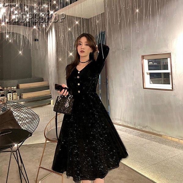 casual dresses 2021 starry sky plus size women dress retro black color female, Black;gray
casual dresses 2021 starry sky plus size women dress retro black color female, Black;gray