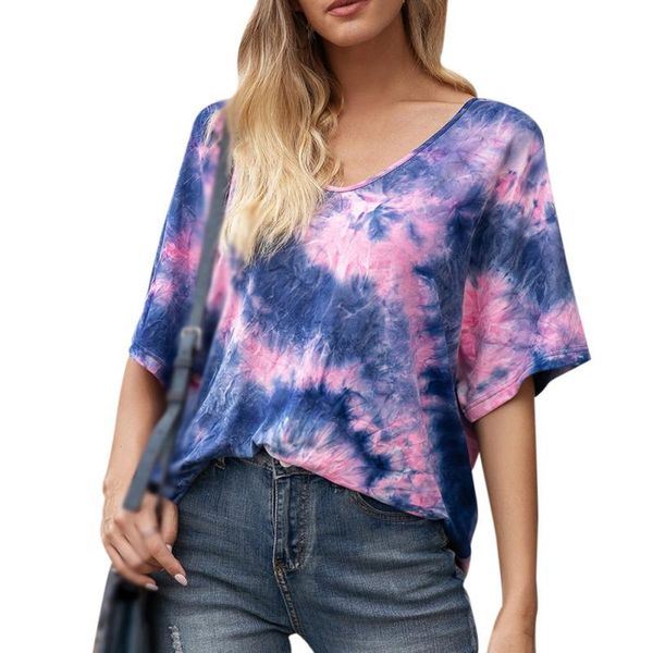women's t-shirt women tie dye short sleeve summer casual loose art print crew neck gradient tees, White
women's t-shirt women tie dye short sleeve summer casual loose art print crew neck gradient tees, White
