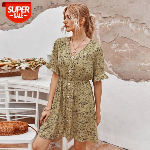 Summer Ladies Casual Butterfly Sleeve Print Dress Women 2021 New Single Breasted V-neck High Waist Dress #to43, White;black
Summer Ladies Casual Butterfly Sleeve Print Dress Women 2021 New Single Breasted V-neck High Waist Dress #to43, White;black