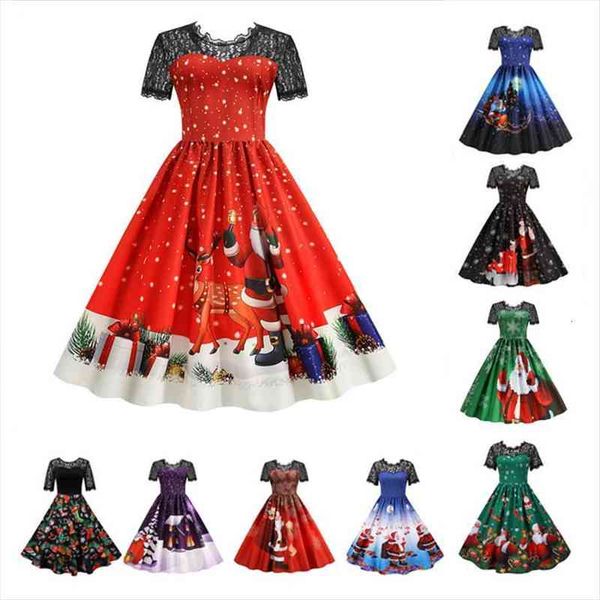 christmas short sleeve lace women dress santa claus print high waist elegant 1950s vintage winter xmas party clothes plus size, Black;gray
christmas short sleeve lace women dress santa claus print high waist elegant 1950s vintage winter xmas party clothes plus size, Black;gray